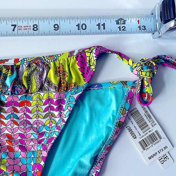 Trina Turk turquoise reef gold string bikini bottom multicolor blue bead NWT 10 - Picture 10 of 13